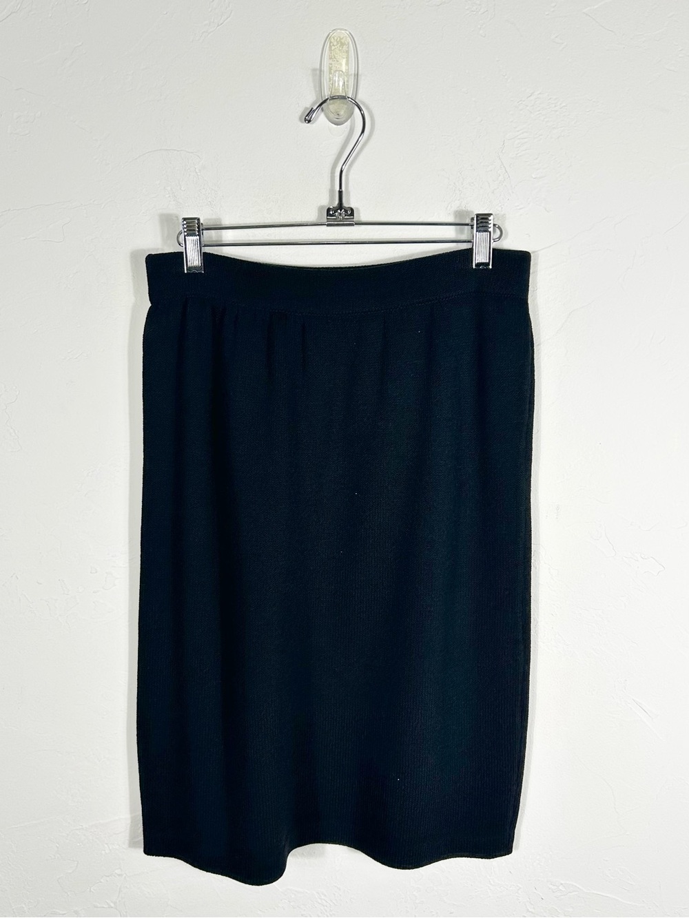 St. John Basics Black Santana Knit Pencil Skirt Midi Size 10
